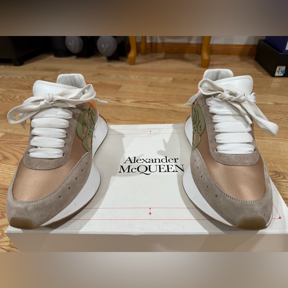 Alexander McQueen Women's Sneakers in White, Brown, and Orange
